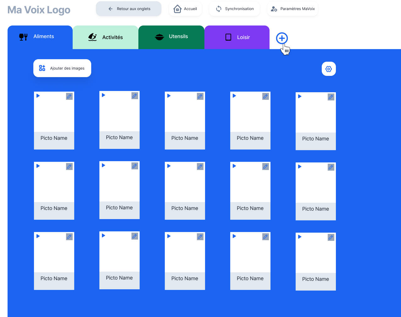 Interface add tab screen